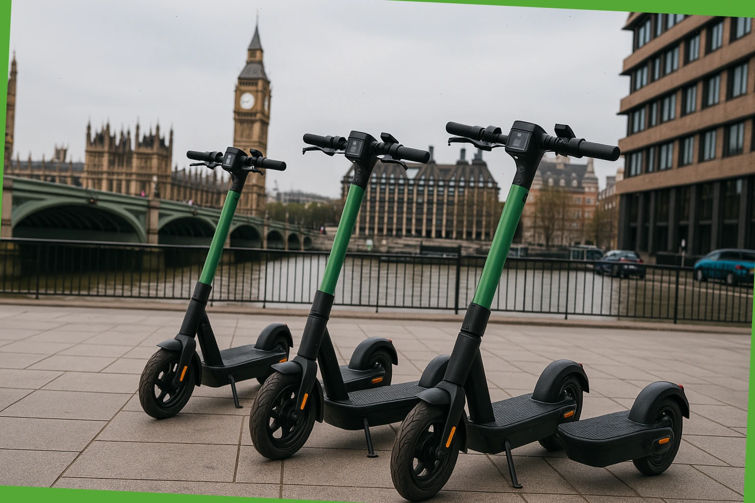 Electric scooters ready for city rides in London